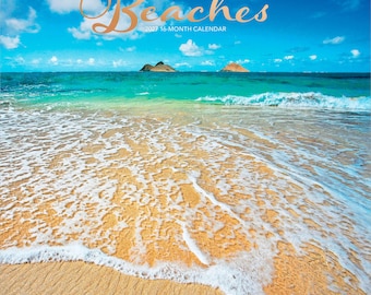Beaches | 2027 12 x 24 Inch (Hanging) Monthly Square Wall Calendar | Foil Stamped Cover | Plastic-Free | BrownTrout | Travel Nature Tropical