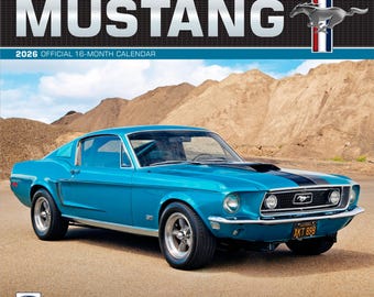 Ford Mustang OFFICIAL | 2026 12 x 24 Inch (Hanging) Monthly Square Wall Calendar | Foil Stamped Cover | Plastic-Free | BrownTrout | Motor