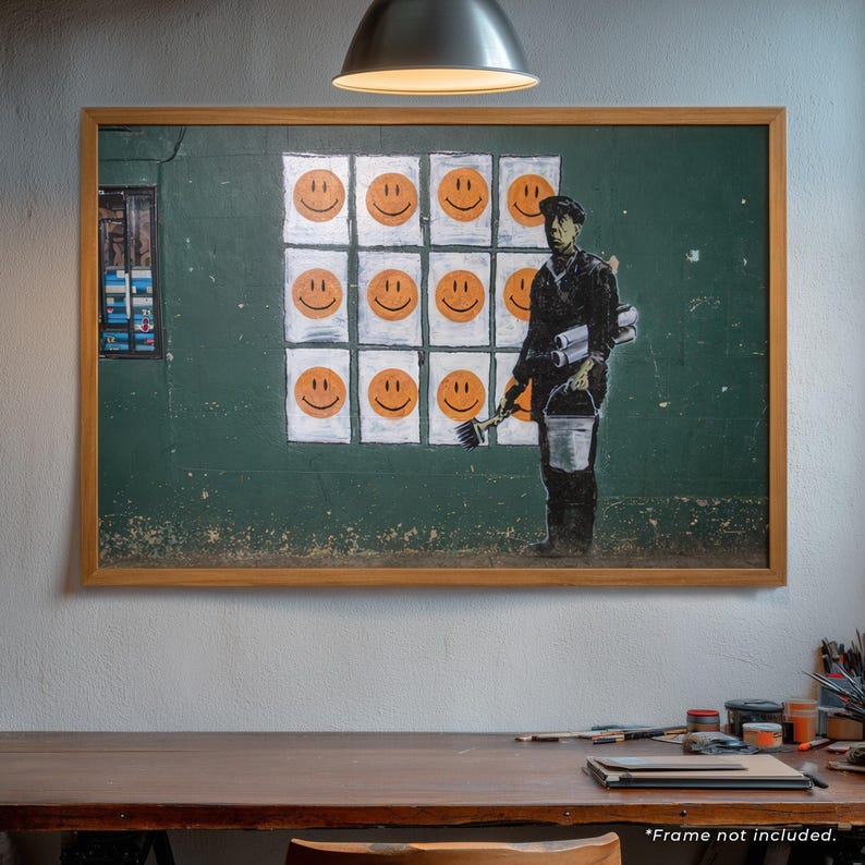 Banksy's Graffiti | Happy Faces 24x36" (Horizontal) Art Print | Officially Licensed, Authenticated, Numbered | Limited Edition image 3