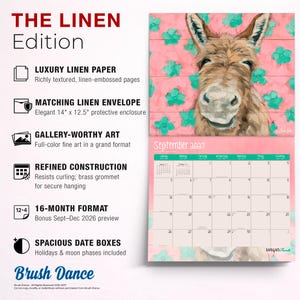 Barnyard Friends 2027 13.75 x 24 Inch (Hanging) Deluxe Wall Calendar | Artwork of Sara G. | Linen Envelope | Foil Stamped Cover Brush Dance bild 7