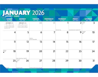 Calendario mensual de escritorio de 17 x 12 pulgadas, letra grande, 2026, BrownTrout, fuente grande fácil de leer