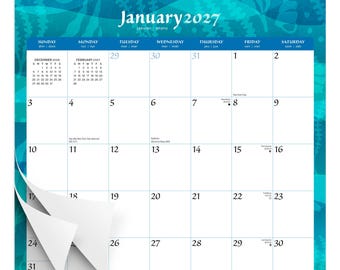 Seaside Currents | 2027 12 x 12 Inch (Hanging) Monthly Square Wire-O Calendar | Sticker Sheet | BrownTrout | Stationery Planning