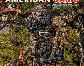 Mossy Oak American Camo OFFICIAL | 2027 12 x 24 Inch (Hanging) Monthly Square Wall Calendar | Plastic-Free | BrownTrout | Camouflage