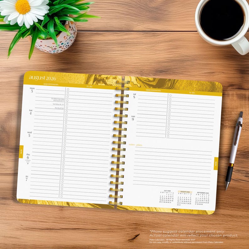 Crackled Blush | 2027 6 x 7.75 Inch 18 Months Weekly Desk Planner | Foil Stamped Cover | July 2026 - December 2027 | Plato | Planning Bild 5