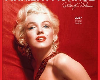 Calendario de pared mensual cuadrado oficial de Marilyn Monroe 2027, 30 x 60 cm (para colgar) / Cubierta con estampado metalizado / Sin plástico / BrownTrout / Actriz
