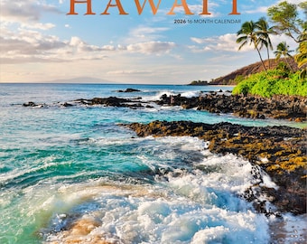 Hawaii Wild & Scenic / Calendario de pared mensual cuadrado de 30 x 60 cm (para colgar) 2026 / Cubierta estampada / Sin plástico / Trucha marrón / Naturaleza