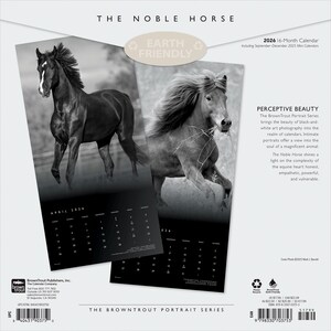May include: A 2026 16-month calendar featuring black and white photographs of horses. The calendar includes mini calendars for September-December 2025. The cover features the text "The Noble Horse" and "Earth Friendly".