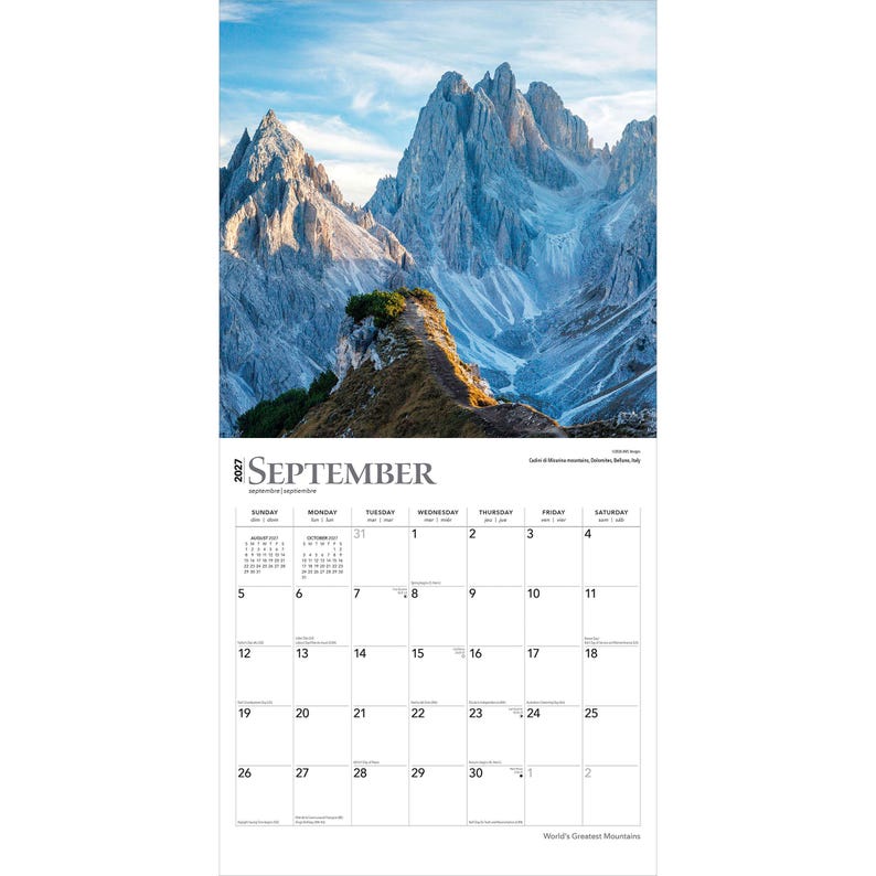 World's Greatest Mountains | 2027 12 x 24 Inch (Hanging) Monthly Square Wall Calendar | Foil Stamped Cover | Plastic-Free | BrownTrout Bild 4