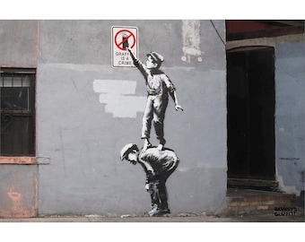 Banksy's Graffiti | Graffiti is a Crime 24x36" (Horizontal) Art Print | Officially Licensed, Authenticated, Numbered | Limited Edition