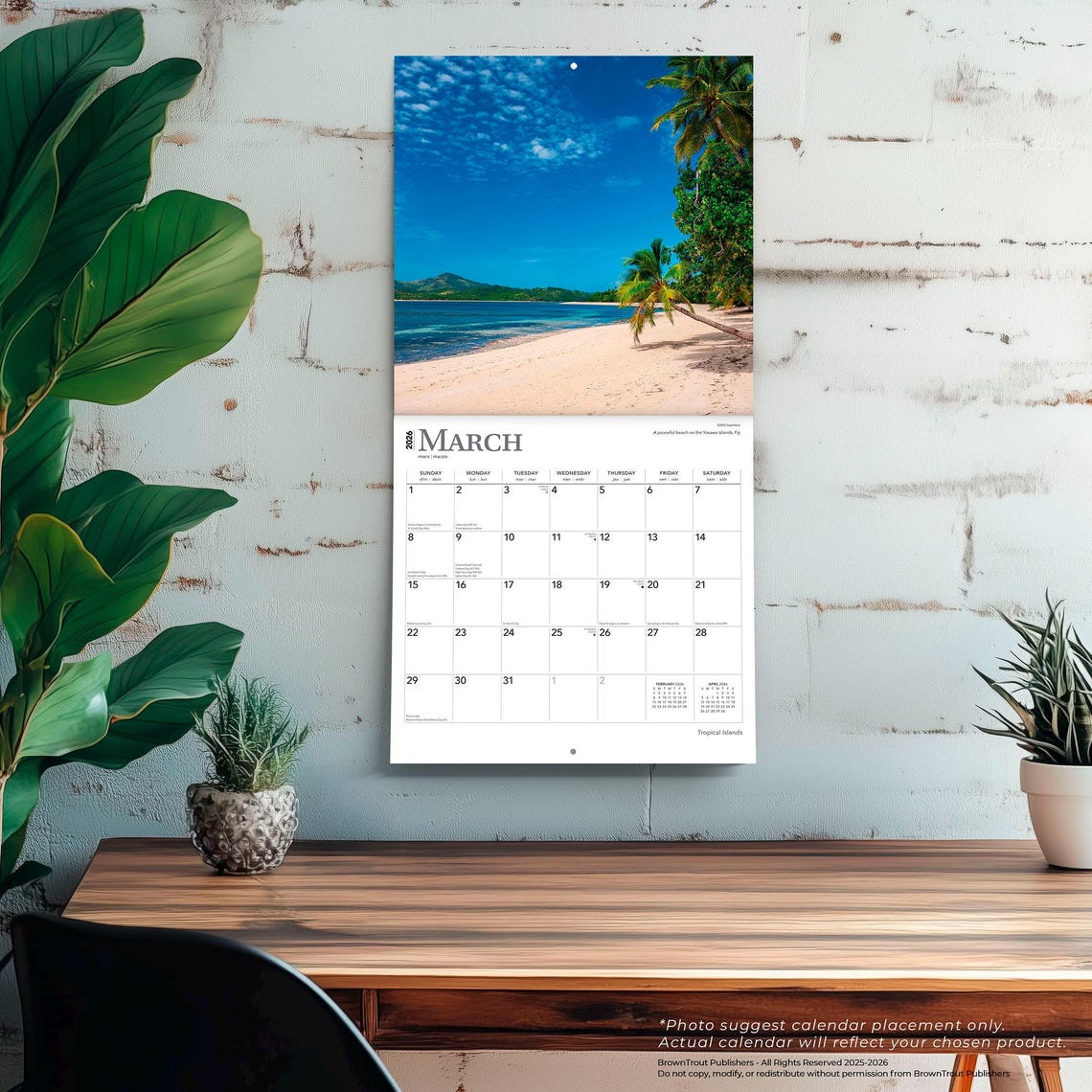 Tropical Islands | 2026 12 X 24 Inch (hanging) Monthly Square Wall ...