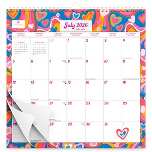 House of Turnowsky 2027 12 x 12 Inch (Hanging) 18 Months Monthly Square Wire-O Calendar | Sticker Sheet | July 2026 - December 2027 | Plato