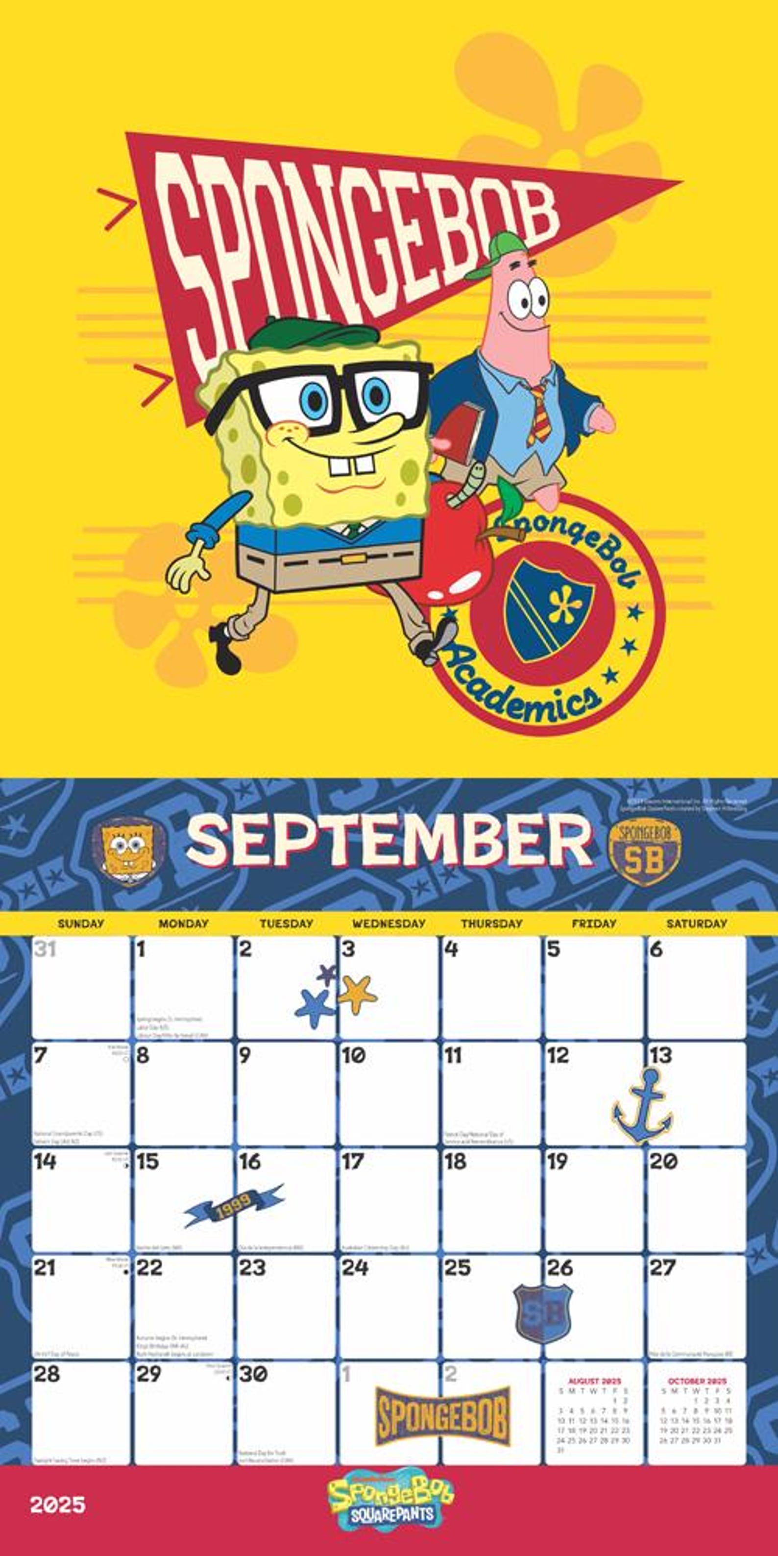 Spongebob Squarepants 2025 12 X 24 Inch Monthly Square Wall Calendar