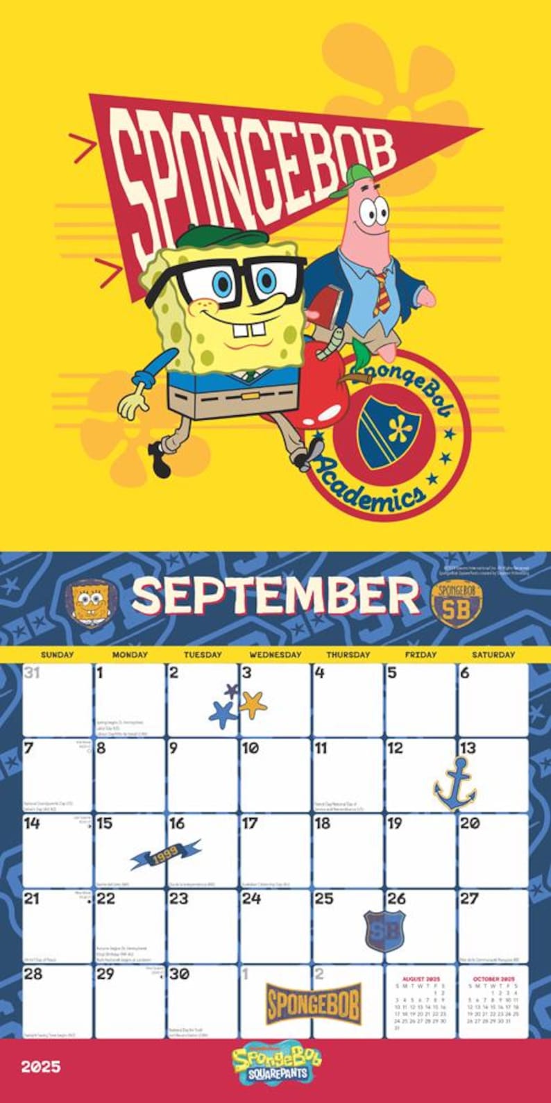 Spongebob Squarepants 2025 12 X 24 Inch Monthly Square Wall Calendar