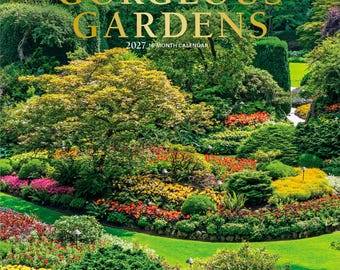 Gorgeous Gardens | 2027 12 x 24 Inch (Hanging) Monthly Square Wall Calendar | Foil Stamped Cover | Plato | Outdoor Home Country Nature
