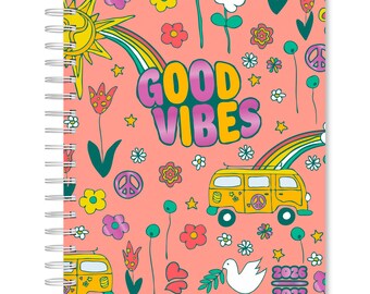 Good Vibes | 2027 6 x 7.75 Inch 18 Months Weekly Desk Planner | Foil Stamped Cover | July 2026 - December 2027 | Plato | Planning Stationery