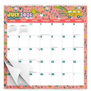 Good Vibes | 2027 12 x 12 Inch (Hanging) 18 Months Monthly Square Wire-O Calendar | Sticker Sheet | July 2026 - December 2027 | Plato