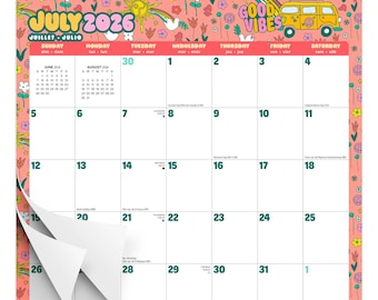 Good Vibes | 2027 12 x 12 Inch (Hanging) 18 Months Monthly Square Wire-O Calendar | Sticker Sheet | July 2026 - December 2027 | Plato