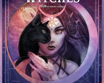Witches Alchemy OFFICIAL | 2026 12 x 24 Inch (Hanging) Monthly Square Wall Calendar | Plastic-Free | BrownTrout | Manchester Artists