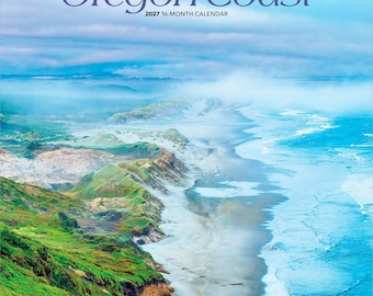 Oregon Coast | 2027 12 x 24 Inch (Hanging) Monthly Square Wall Calendar | Plastic-Free | BrownTrout | Pacific West State Ocean Sea Nature