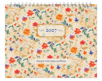 Tuscan Delight | 2027 7.5 x 6 Inch Monthly Double-View Easel Desk Calendar | BrownTrout | Art Design Pattern