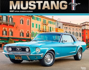 Ford Mustang OFFICIAL | 2027 14 x 24 Inch (Hanging) Monthly Deluxe Wall Calendar | Foil Stamped Cover | Plastic-Free | BrownTrout | Motor