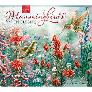 Hummingbirds 2027 13.75x24" (Hanging) Deluxe Wall Calendar | Artwork of Wanda Mumm and Beth Hoselton | Linen Envelope | Foil Stamped Cover bild 1