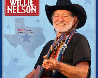 Willie Nelson OFFICIAL | 2027 12 x 24 Inch (Hanging) Monthly Square Wall Calendar | Plastic-Free | BrownTrout | Music Entertainment