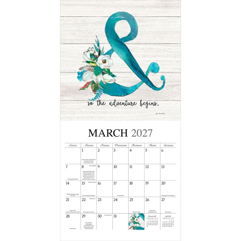 Love the Journey | 2027 12 x 24 Inch (Hanging) Square Wall Calendar | Featuring the Artwork of Jo Moulton | Plastic-Free | Hopper Studios bild 3