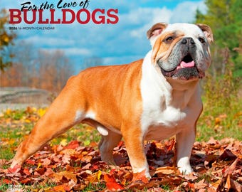 For the Love of Bulldogs | 2026 14 x 24 Inch (Hanging) Monthly Deluxe Wall Calendar | Foil Stamped Cover | Plastic-Free | BrownTrout