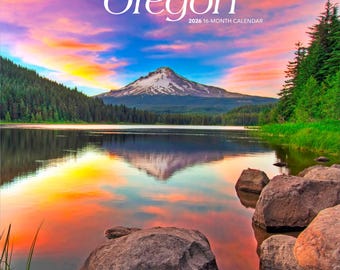 Oregon Wild & Scenic | 2026 12 x 24 Inch (Hanging) Monthly Square Wall Calendar | Plastic-Free | BrownTrout | America Pacific West Nature