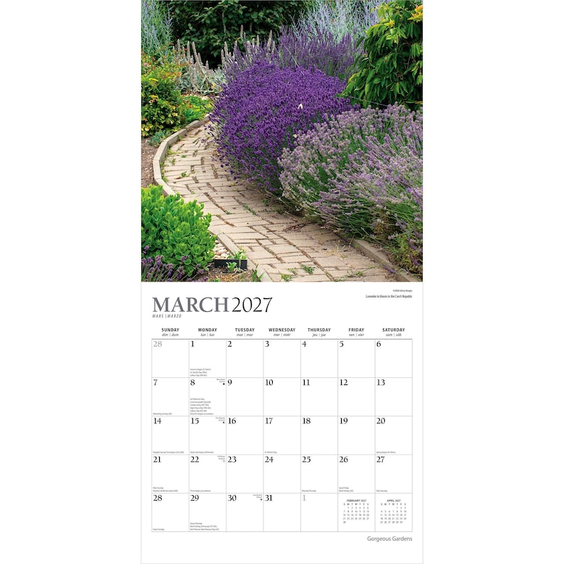 Gorgeous Gardens | 2027 12 x 24 Inch (Hanging) Monthly Square Wall Calendar | Foil Stamped Cover | Plato | Outdoor Home Country Nature image 3