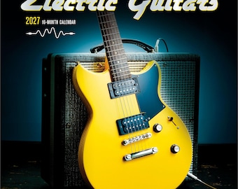 Electric Guitars | 2027 12 x 24 Inch (Hanging) Monthly Square Wall Calendar | Foil Stamped Cover | Plastic-Free | BrownTrout | Instrument