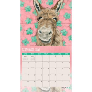 Barnyard Friends 2027 13.75 x 24 Inch (Hanging) Deluxe Wall Calendar | Artwork of Sara G. | Linen Envelope | Foil Stamped Cover Brush Dance bild 5
