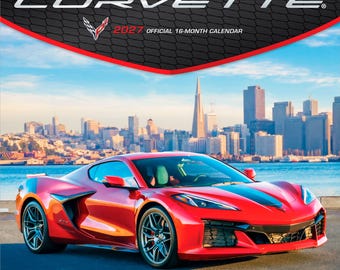 Calendario de pared mensual cuadrado oficial de Corvette / 2027, 30 x 60 cm (para colgar) / Sin plástico / BrownTrout / Chevrolet Motor Muscle Car