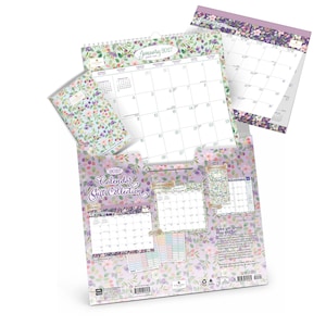 May include: A 2027 calendar and gift collection set featuring floral patterns in shades of purple, pink, and green. The set includes a wall calendar, a pocket planner, and a display folder with text reading 2027 Calendar and Gift Collection.