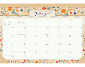 Tuscan Delight | 2027 17 x 12 Inch Monthly Desk Pad Calendar | Sticker Sheet | BrownTrout | Stationery Elegant Exclusive