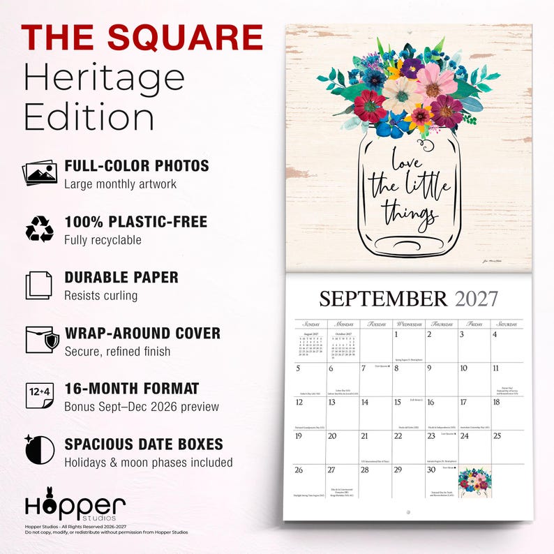 Love the Journey | 2027 12 x 24 Inch (Hanging) Square Wall Calendar | Featuring the Artwork of Jo Moulton | Plastic-Free | Hopper Studios bild 6