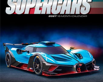 Supercars | 2027 12 x 24 Inch (Hanging) Monthly Square Wall Calendar | Foil Stamped Cover | Plato | Automobiles Luxury Prestige Hypercars