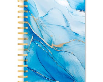 Crackled Blush | 5.25 x 8.25 Inch Compact Wire Journal | Non-Dated | Foil Stamped Cover | BrownTrout | Planning Stationery Diary