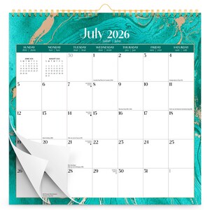 Crackled Blush | 2027 12 x 12 Inch (Hanging) 18 Months Monthly Square Wire-O Calendar | Sticker Sheet | July 2026 - December 2027 | Plato image 1