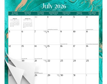 Crackled Blush / 2027 12 x 12 pulgadas (para colgar) Calendario mensual cuadrado Wire-O de 18 meses / Hoja de pegatinas / Julio 2026 - Diciembre 2027 / Plato