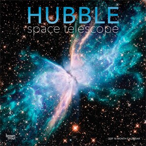 Hubble Space Telescope | 2027 12 x 24 Inch (Hanging) Monthly Square Wall Calendar | Foil Stamped Cover | Plastic-Free | BrownTrout | Science