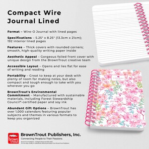 May include: A pink and white floral wire-bound journal with the text "Teeming Noisy" on the cover. The journal is 5.25 inches by 8.25 inches and has 192 lined pages. It is made with sustainable materials, including Forest Stewardship Council-certified paper and soy ink.