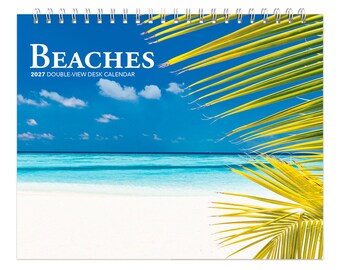 Beaches | 2027 7.5 x 6 Inch Monthly Double-View Easel Desk Calendar | BrownTrout | Travel Nature Tropical
