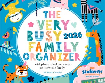 The Very Busy Family Organizer 2026 12 x 24 Inch (Hanging) Square Wall Calendar | Matte Paper and Sticker Sheet | Plastic-Free | BrownTrout