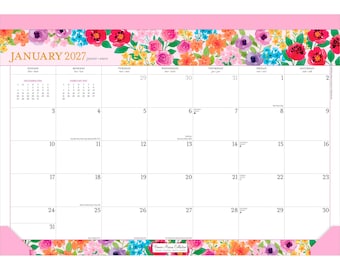 Bonnie Marcus OFFICIAL | 2027 17 x 12 Inch Monthly Desk Pad Calendar | Sticker Sheet | BrownTrout | Fashion Designer Stationery