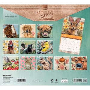 Barnyard Friends 2027 13.75 x 24 Inch (Hanging) Deluxe Wall Calendar | Artwork of Sara G. | Linen Envelope | Foil Stamped Cover Brush Dance bild 2