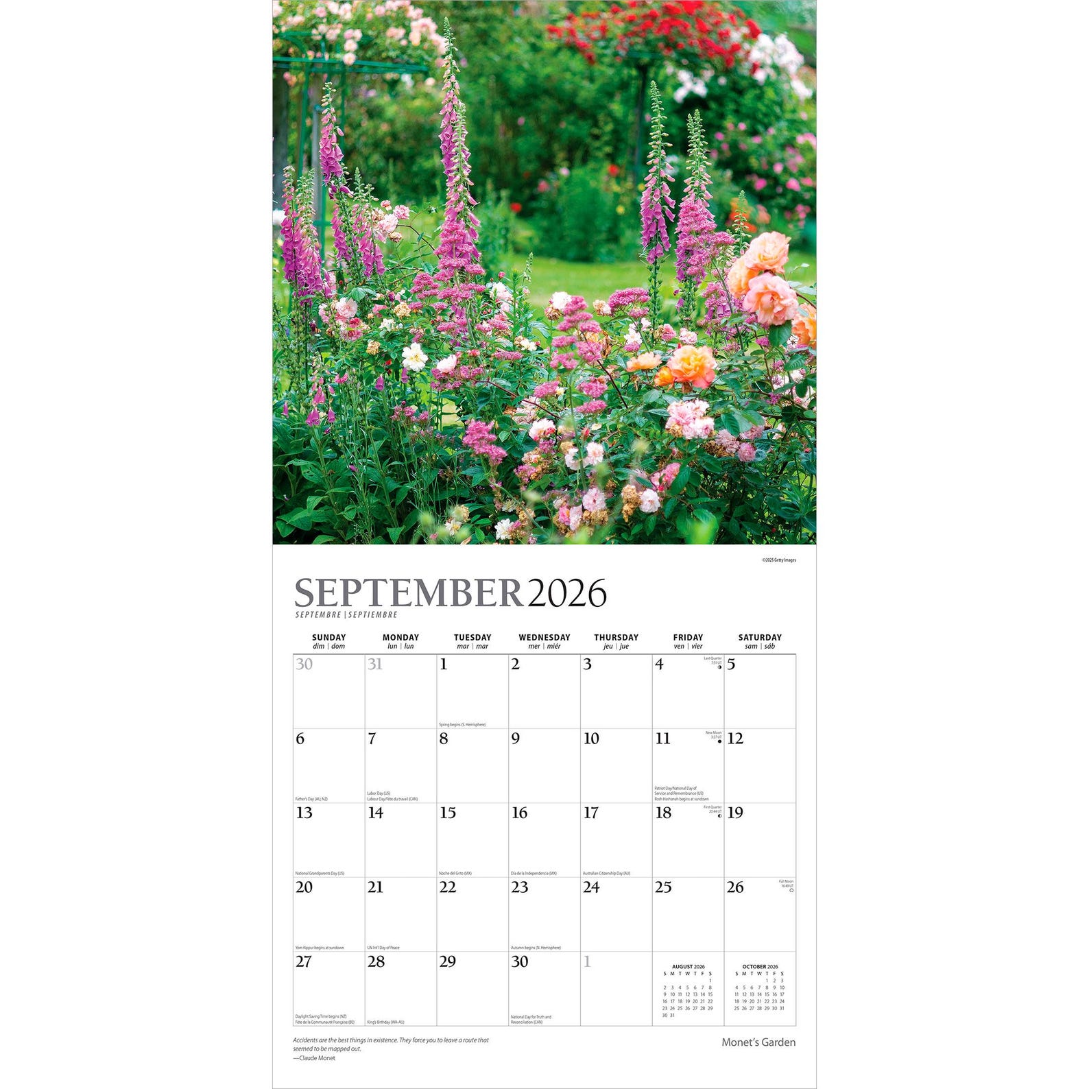 Monet's Garden | 2026 12 X 24 Inch (hanging) Monthly Square Wall ...