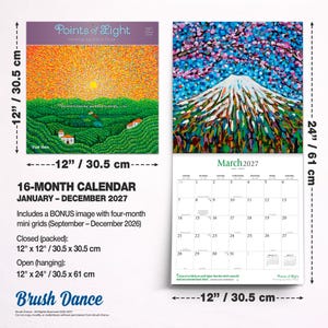 K&ouml;nnte beinhalten: Ein 16-Monats-Wandkalender f&uuml;r 2027 mit Gem&auml;lden von Arthur Poulin. Der geschlossene Kalender misst 30,5 cm x 30,5 cm, der ge&ouml;ffnete Kalender 30,5 cm x 61 cm. Er zeigt farbenfrohe Landschaftsbilder, ein Kalendarium f&uuml;r M&auml;rz 2027 und Text.