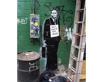 Banksy's Graffiti | Work for Idiots 24x36" (Vertical) Art Print | Officially Licensed, Authenticated, Numbered | Limited Edition